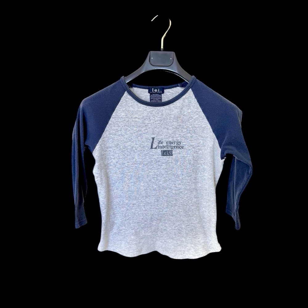 Vintage Y2K L.E.I Baseball Raglan Sleeve Baby Doll Shirt Medium Distressed 90's